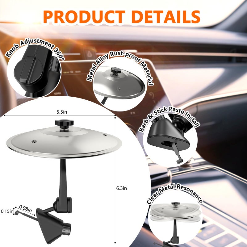 MENGBEI Car Cymbal Air Vent, Mini Car Crash Cymbals, Add Fun to Your Drive with Car Drum | A Great Gift For Drummers And Music Lovers | All Vehicle Types (Silver, 5.5 Inch) - Image 2