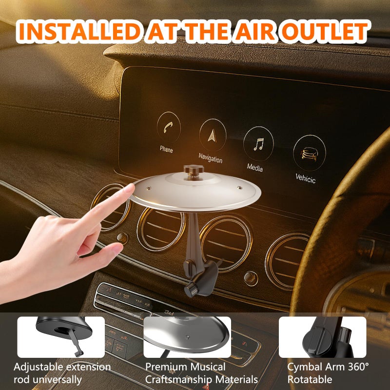 MENGBEI Car Cymbal Air Vent, Mini Car Crash Cymbals, Add Fun to Your Drive with Car Drum | A Great Gift For Drummers And Music Lovers | All Vehicle Types (Silver, 5.5 Inch) - Image 3