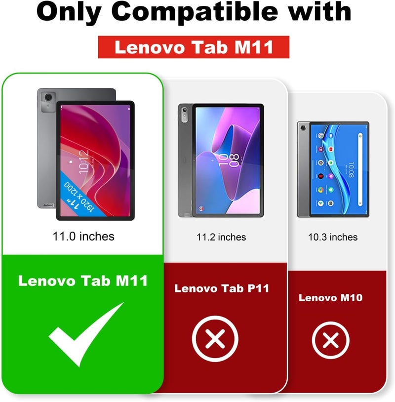 Printme Smart Case for Lenovo Tab M11/Tab K11 LTE 11" 2024 TB330FU with Pen Holder, Slim Stand Trifold Hard Shell Protective Tablet Cover, Support Auto Wake/Sleep (Black) - Image 2