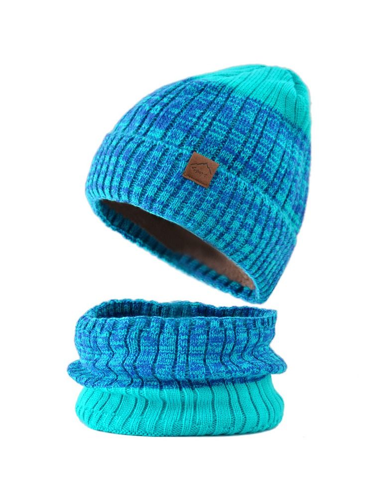 Loquat Winter Padded Set Cap Knitted Hat Scarf 2-Piece Set