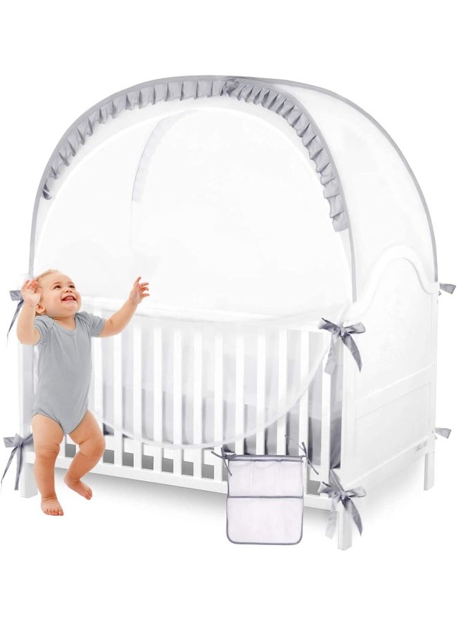 Zxplo Baby Safety Crib Tent Infant Pop Up Mosquito Net Nursery Bed Canopy Netting Cover Keep Baby From Climbing Out With Hanging Diaper Storage Bag Grey - pzsku/Z81A150B7B972A25B8D8CZ/45/_/1721048031/3a1999a2-a024-48f5-b71f-4f0b9cdfbdc1