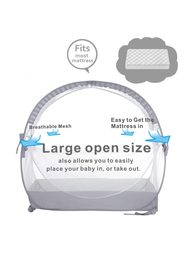 Zxplo Baby Safety Crib Tent Infant Pop Up Mosquito Net Nursery Bed Canopy Netting Cover Keep Baby From Climbing Out With Hanging Diaper Storage Bag Grey - pzsku/Z81A150B7B972A25B8D8CZ/45/_/1721048036/2068cbbb-a180-4e9e-9ac4-edb0b526afd6