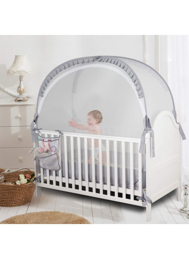 Zxplo Baby Safety Crib Tent Infant Pop Up Mosquito Net Nursery Bed Canopy Netting Cover Keep Baby From Climbing Out With Hanging Diaper Storage Bag Grey - pzsku/Z81A150B7B972A25B8D8CZ/45/_/1721048039/1974cded-cca9-4dfc-8280-d86803b62d59