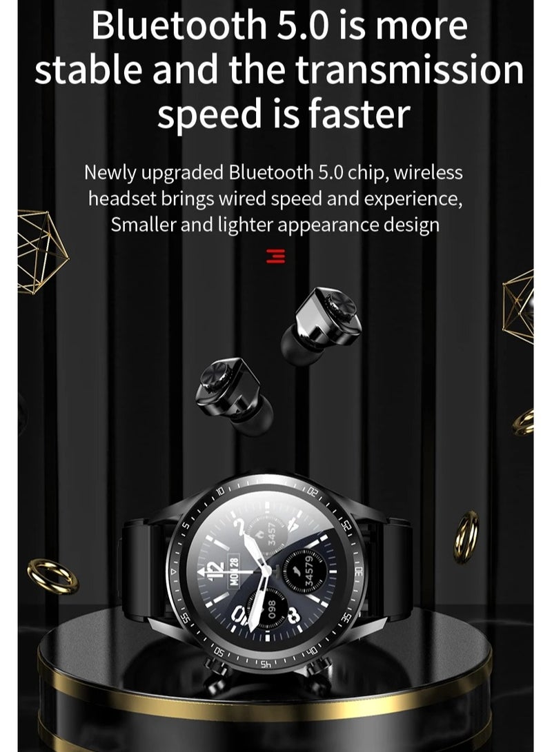 AROAQ JM03 Smart Watch Men TWS Earphones Bluetooth Call Music Control Blood Pressure Detection Smartwatch Android IOS - Image 4