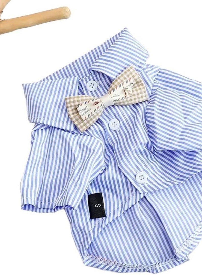 GGOOT Dog Jumper Dog Clothes Bowknot Striped Shirts For Dogs Clothing Cat Small Thin Summer Blue Fashion Pet Products Dog Jumpers(Blue,L) - Image 1