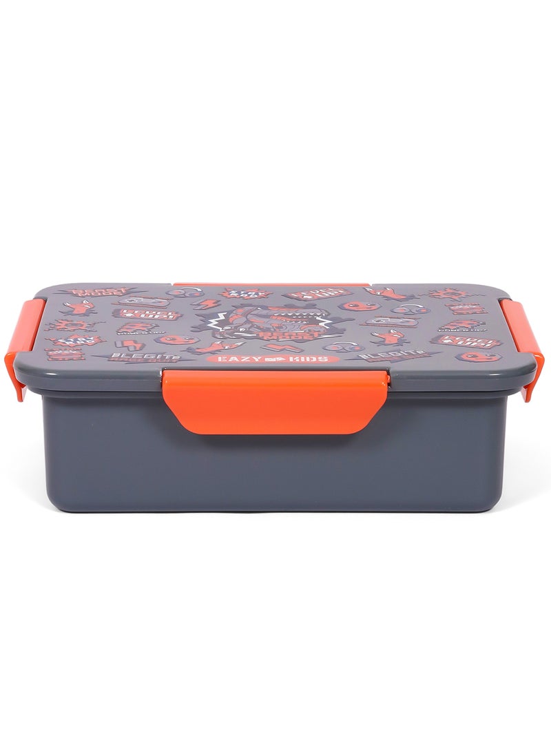 Eazy Kids صندوق غداء بنتو قابل للتحويل بأربعة أقسام ديناصور - رمادي 850 مل - Image 4