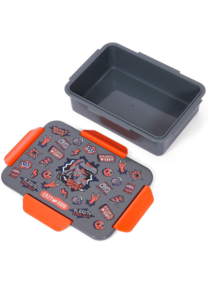 Eazy Kids صندوق غداء بنتو قابل للتحويل بأربعة أقسام ديناصور - رمادي 850 مل - Image 5