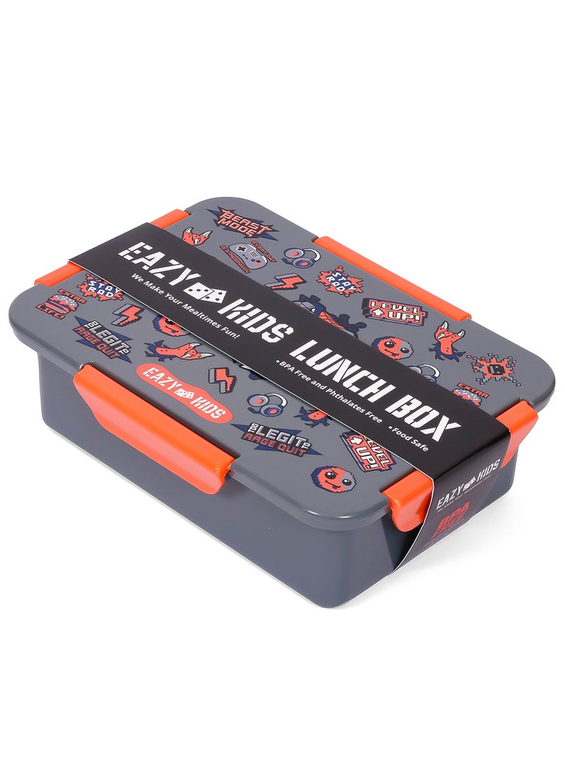 Eazy Kids صندوق غداء بنتو قابل للتحويل بأربعة أقسام ديناصور - رمادي 850 مل - Image 3