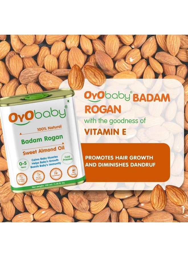 OYO BABY Badam Rogan Oil For Baby Massage ; Pure Shirin Oil Sweet Almond Oil ; For Baby Skin Hair And Body 100Ml…  - Image 3