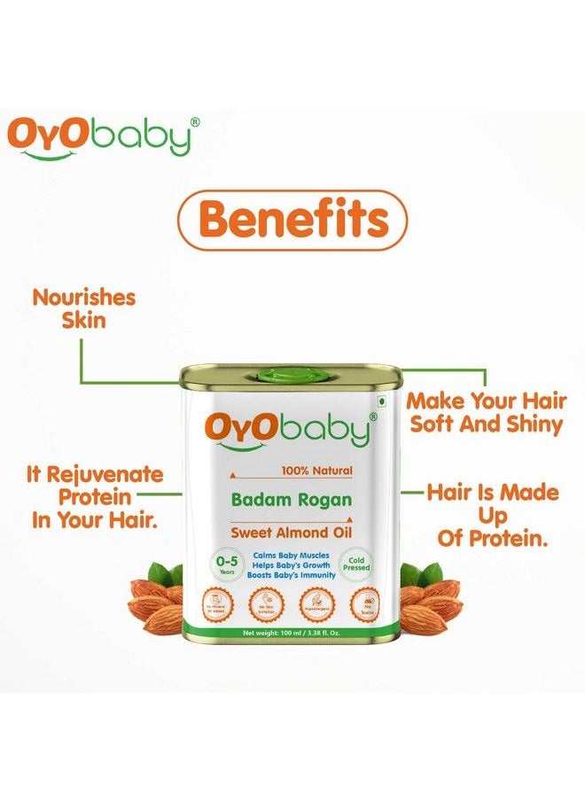 OYO BABY Badam Rogan Oil For Baby Massage ; Pure Shirin Oil Sweet Almond Oil ; For Baby Skin Hair And Body 100Ml…  - Image 4