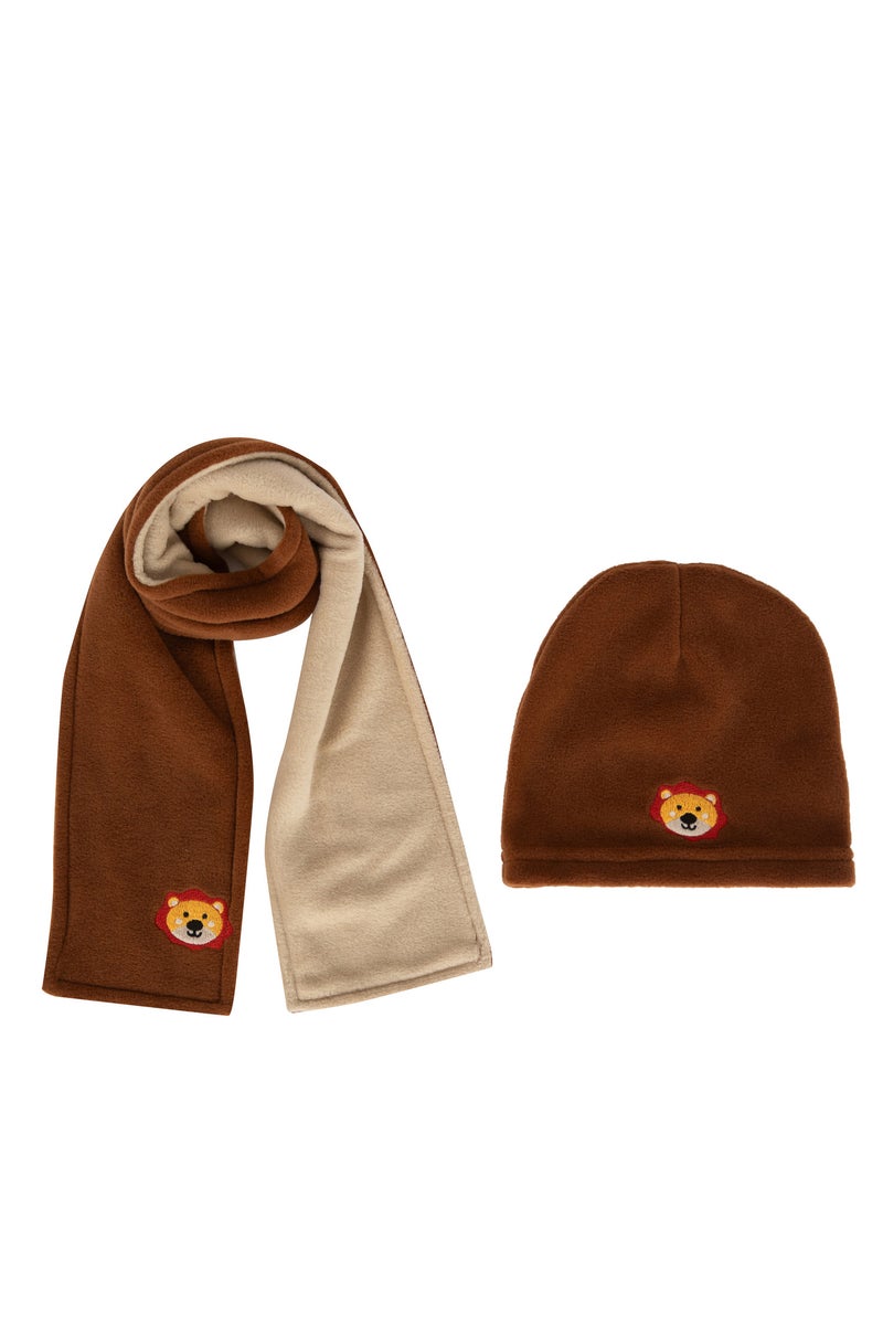 DeFacto Baby Boy 2 Piece Fleece Scarf Beret Set - Image 4