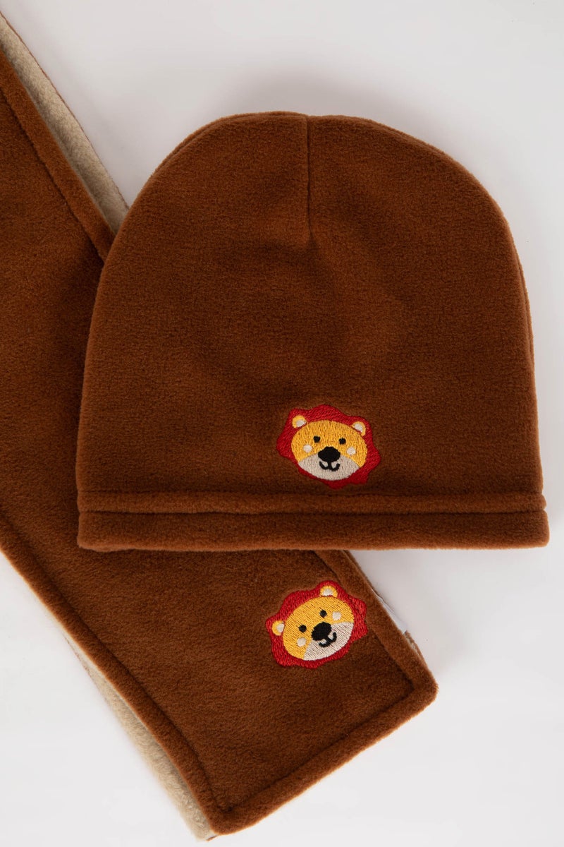 DeFacto Baby Boy 2 Piece Fleece Scarf Beret Set - Image 5