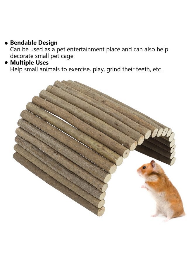 Tnfeeon Tnfeeon Wooden Hamster Bridge,Shrub Rodents Chewing Climbing Tunnel Small Animal Bendy Bridge Ramp Hut Hideout for Guinea Pigs Hedgehogs Chinchillas and Other Rodents - Image 4