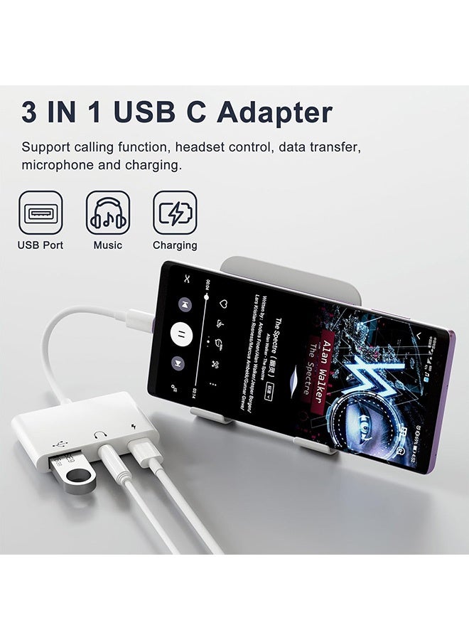 إم إكس إن مُعدّل سماعات الرأس USB C 3 في 1 - مُعدّل متعدد الوظائف من نوع USB C إلى USB 3.0 + مقبس سماعات رأس 3.5 مم + منفذ شحن سريع PD، دوغل من نوع C متعدد المنافذ لجهاز الكمبيوتر المحمول أو الجهاز اللوحي أو الهاتف الذكي (بيت) - Image 2