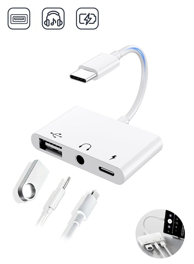 إم إكس إن مُعدّل سماعات الرأس USB C 3 في 1 - مُعدّل متعدد الوظائف من نوع USB C إلى USB 3.0 + مقبس سماعات رأس 3.5 مم + منفذ شحن سريع PD، دوغل من نوع C متعدد المنافذ لجهاز الكمبيوتر المحمول أو الجهاز اللوحي أو الهاتف الذكي (بيت) - Image 1