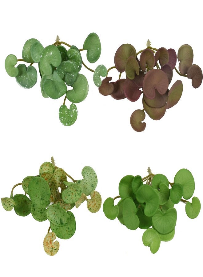 VIOCIWUO Artificial Copper Coin Grass Plants 4PCS, Fake Green Plants Succulents Stems Faux Plastic Plants Greenery Stems for Home Office Garden Decoration - Image 1