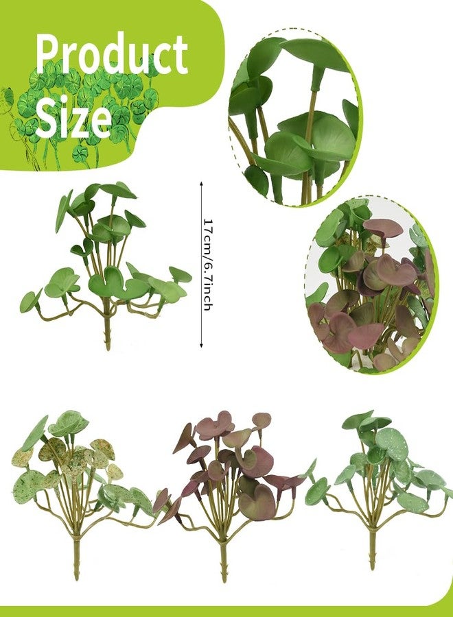 VIOCIWUO Artificial Copper Coin Grass Plants 4PCS, Fake Green Plants Succulents Stems Faux Plastic Plants Greenery Stems for Home Office Garden Decoration - Image 2