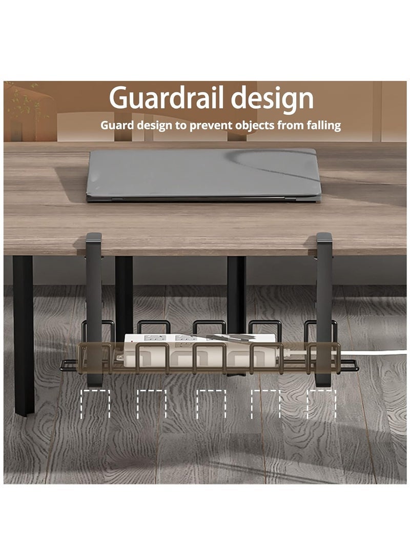 Cable Management Tray, Adjustable Wire Management Rack Clamp Mount System, Under Desk Wire Cable Holder Office, Home, Kitchens (White) - Image 2