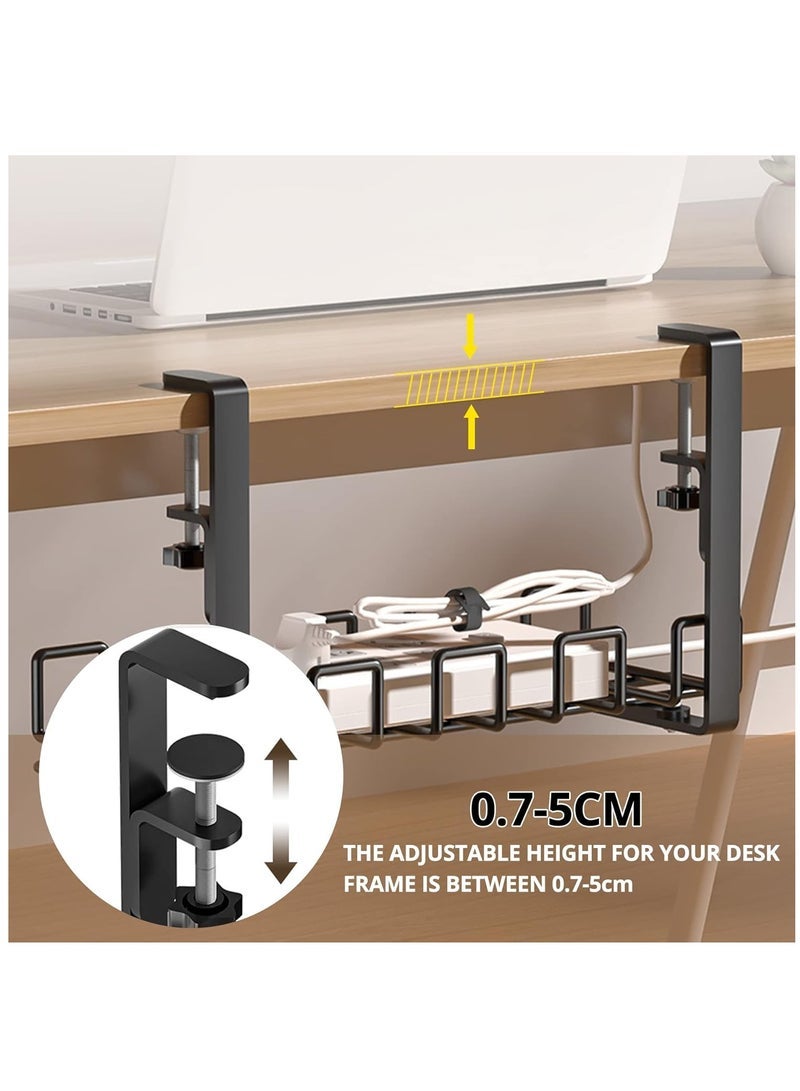 Cable Management Tray, Adjustable Wire Management Rack Clamp Mount System, Under Desk Wire Cable Holder Office, Home, Kitchens (White) - Image 3