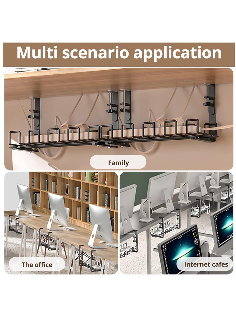Cable Management Tray, Adjustable Wire Management Rack Clamp Mount System, Under Desk Wire Cable Holder Office, Home, Kitchens (White) - Image 4