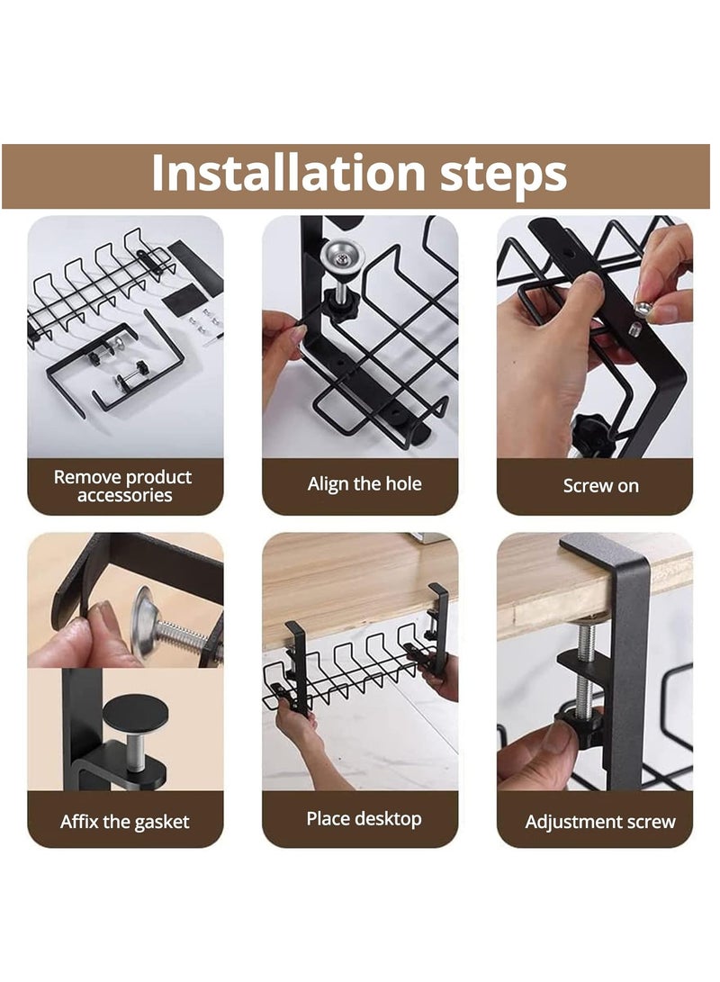 Cable Management Tray, Adjustable Wire Management Rack Clamp Mount System, Under Desk Wire Cable Holder Office, Home, Kitchens (White) - Image 5