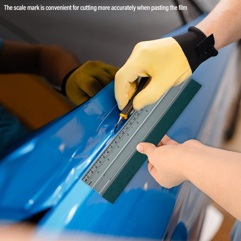 FOSHIO 12 Inch Squeegee with Felt Edge Felt Squeegee Graduate for Bonding Film Wall Sticker Window Film Tint Film Squeegee for Car Market need oriented construction - Image 4