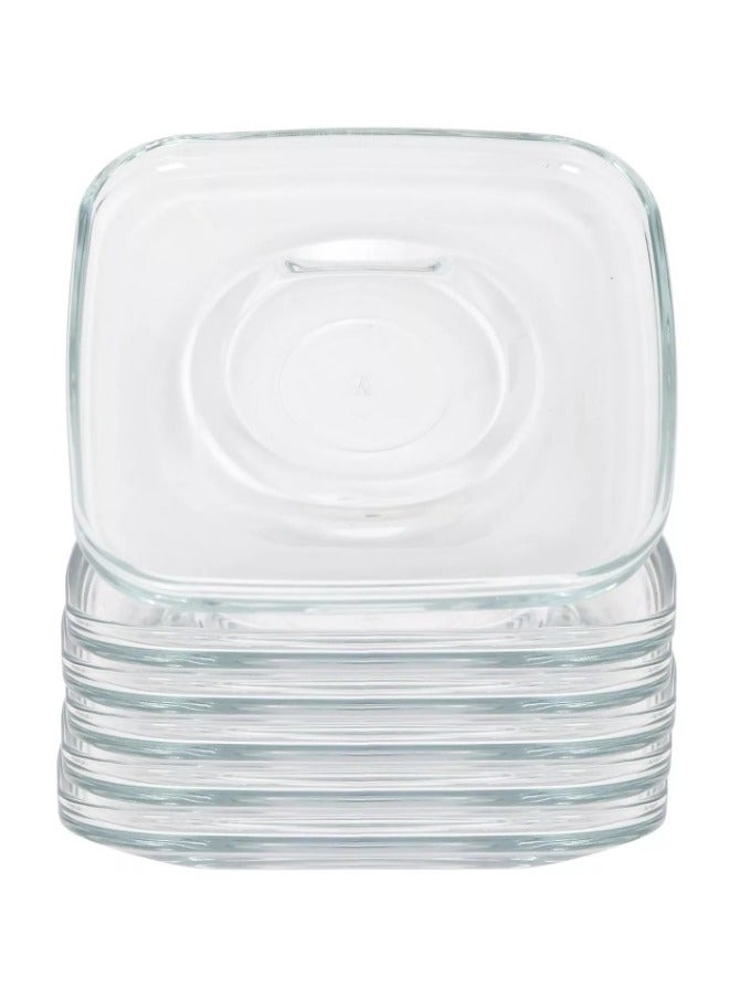 LAV 6 قطع صحن شاي زجاجي مريح، 167 مم - شفاف - Image 3