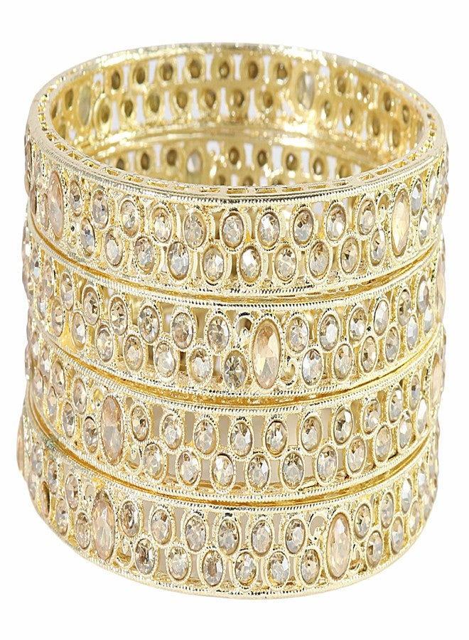 NMII Latest Metal Bangles Set For Women & Girls with Zircon Diamond & Kundan Stone | Bridal Bangles | Kundan Bangles | Kangan For Women | Girls Kada | fashion Jewellery-(MAH114-Gold-2.4) - Image 2