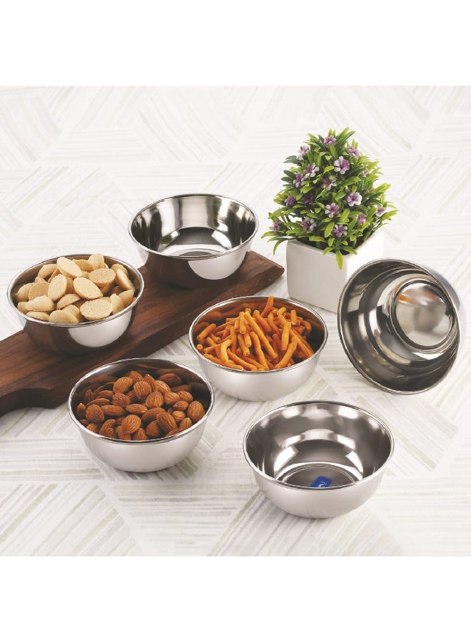 Neelam Stainless Steel 5, 24 Gauge Prem 150 ml Vati, Set of 6, Dinner Bowl Katori Serving Vati,Durable Quality, Elegant, Perfect for Serving Snacks, Desserts, and Condiments, Silver - Image 4
