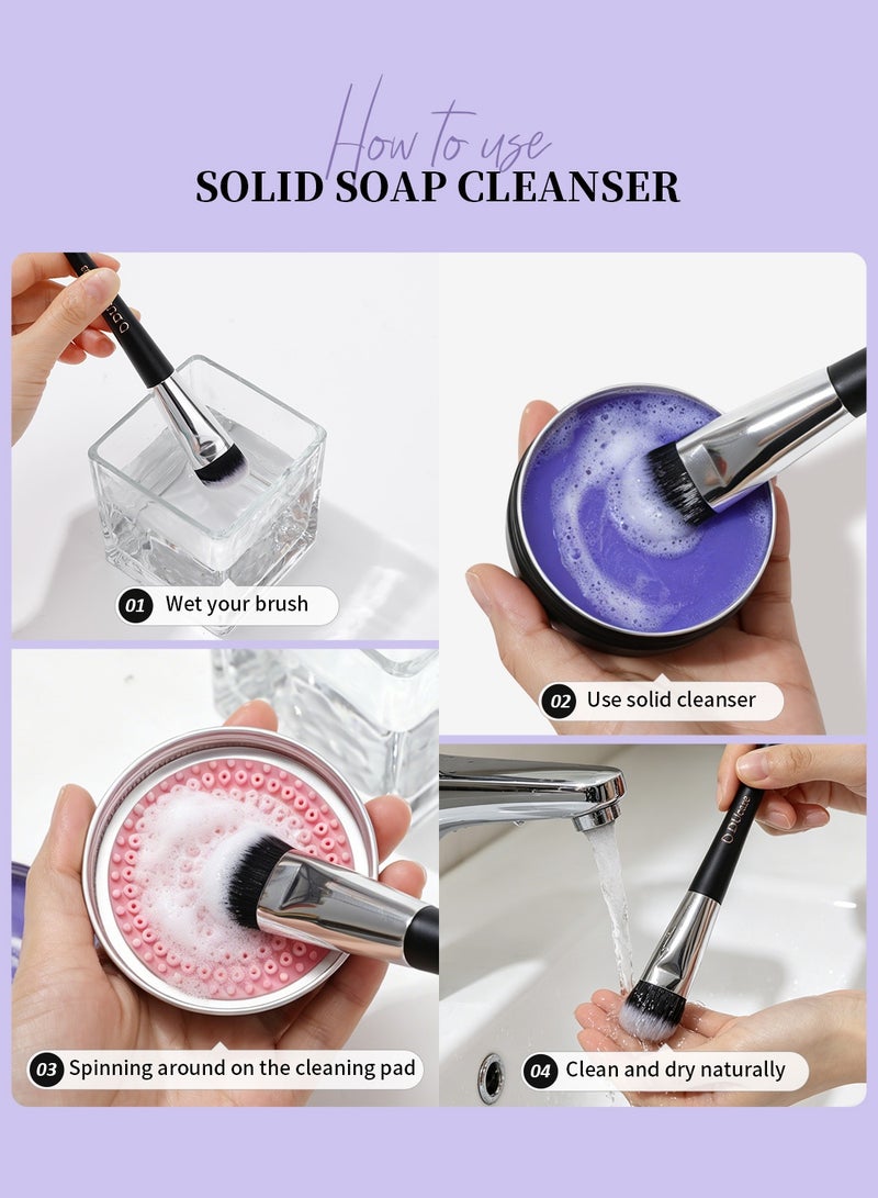 DUcare Lavender Solid Makeup Brush Cleaner with Built-in Cleansing Pad – Deep Cleansing Soap for Brushes, Sponges & Puffs – Travel-Friendly Tin Case - Image 5