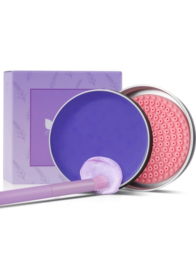 DUcare Lavender Solid Makeup Brush Cleaner with Built-in Cleansing Pad – Deep Cleansing Soap for Brushes, Sponges & Puffs – Travel-Friendly Tin Case - Image 2