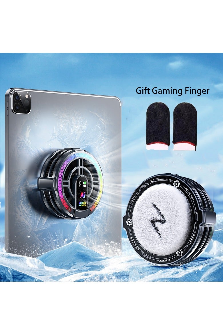 Magnetic iPad Radiator Magnetic Tablet Cooler for iPad/Surface Pro/Samsung Tab, Super Radiator with 4 Cooling Modes, Universal Radiator with Temperature Display LED Free Mobile Game Finger Cover for Mobile Games, Live Broadcast - Image 1