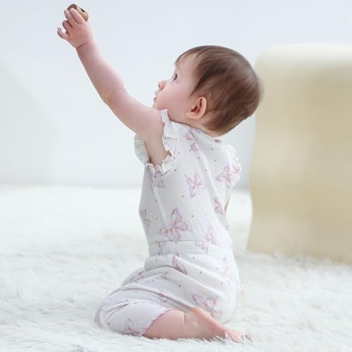 Ruliby Baby Girl Bodysuit and Pant Set Summer Soft Newborn Clothes Outfits 6-9 month - Image 3