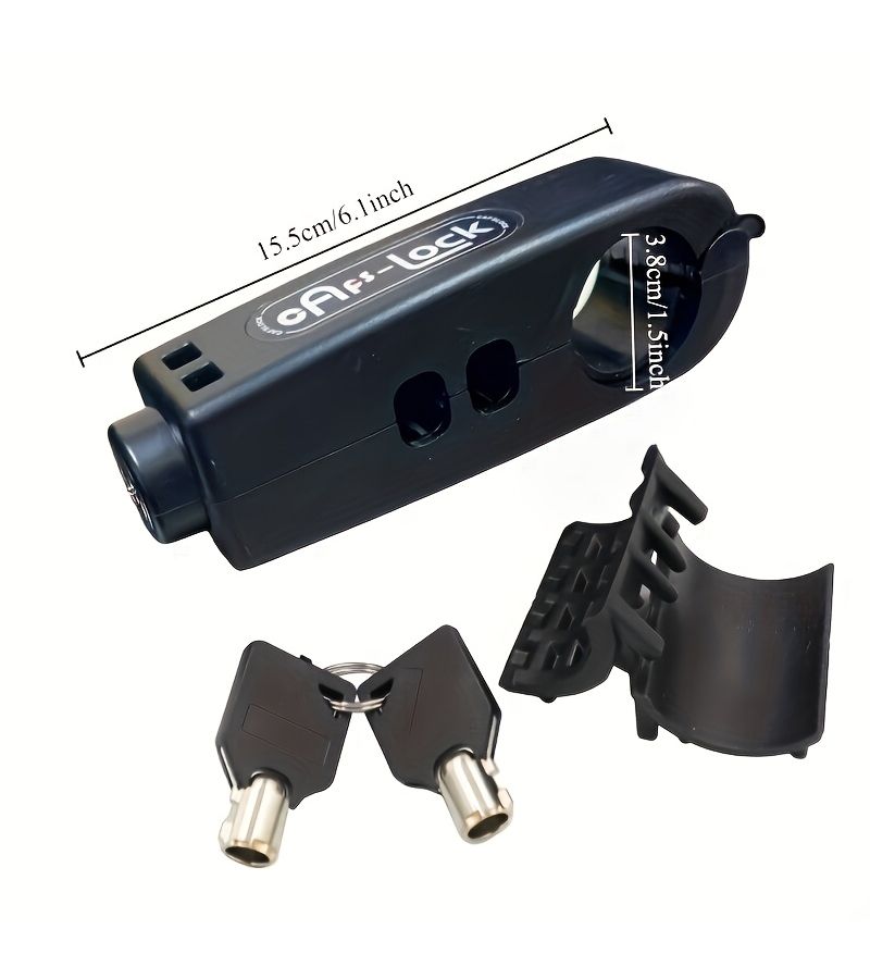 Universal Handlebar Lock For Bikes And Motorcycles Flame Red Compact ABS Material Sturdy Anti Theft Protection Lightweight Snap On Design Portable For Commuting And Travel Includes 10 Reflective Stickers Perfect Night Riding Safety Accessory - Image 2