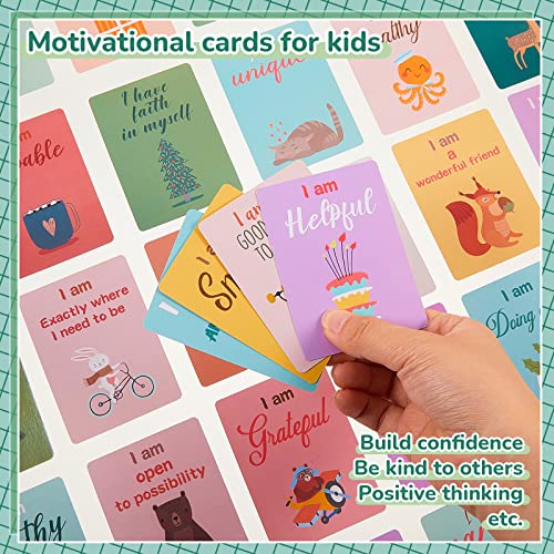 Geyee Set of 52 Kids Affirmation Flash Cards Motivational Phrase Meditation Gifts Positive Daily Affirmation Cards for Self Esteem Mindfulness Empowering and Award Focus Relaxation, 2.5 x 3.5 Inch - Image 4