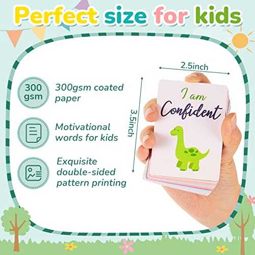 Geyee Set of 52 Kids Affirmation Flash Cards Motivational Phrase Meditation Gifts Positive Daily Affirmation Cards for Self Esteem Mindfulness Empowering and Award Focus Relaxation, 2.5 x 3.5 Inch - Image 2