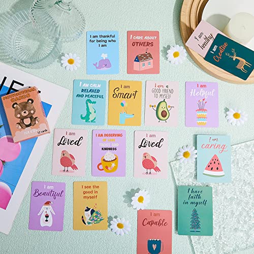 Geyee Set of 52 Kids Affirmation Flash Cards Motivational Phrase Meditation Gifts Positive Daily Affirmation Cards for Self Esteem Mindfulness Empowering and Award Focus Relaxation, 2.5 x 3.5 Inch - Image 5