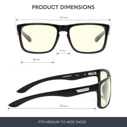 GUNNAR Gaming Glasses Intercept Onyx Clear Lens Blue Light Blocking Relieve Dry Eye - Image 3