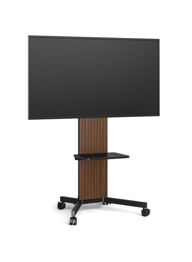 Rfiver Mobile TV Stand for 32–65 Inch TVs, Heavy-Duty Rolling TV Cart with AV Shelf, Height Adjustable TV Floor Stand, Lockable Wheels, VESA Up to 400x400 mm, 40 kg Capacity, Wood Grain & Black | MTB2007U - Image 2