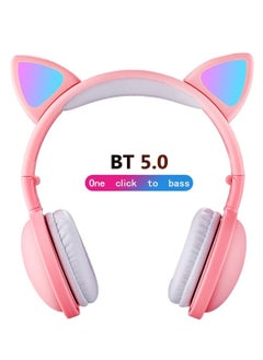 KASTWAVE Led Cat Ear Headphones Pink Color Luminous Wireless Headphone Bluetooth 5.0 Headsets Noise Cancelling Foldable Adults Kids Earphone for Boys and Girls  - Image 5