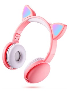 KASTWAVE Led Cat Ear Headphones Pink Color Luminous Wireless Headphone Bluetooth 5.0 Headsets Noise Cancelling Foldable Adults Kids Earphone for Boys and Girls  - Image 1