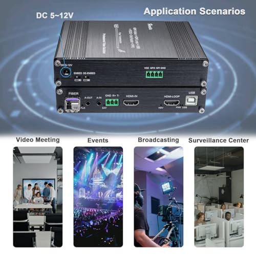Hereta HDMI KVM Fiber Extender Up to 20 KM, HDMI to Fiber Optic Converter AV Access 1920 * 1080P@60Hz, Bidirectional Stereo Audio & RS232, 2 Ports USB2.0 Hub, Plug & Play, Support Keyboard/Mouse - Image 5