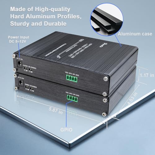 Hereta HDMI KVM Fiber Extender Up to 20 KM, HDMI to Fiber Optic Converter AV Access 1920 * 1080P@60Hz, Bidirectional Stereo Audio & RS232, 2 Ports USB2.0 Hub, Plug & Play, Support Keyboard/Mouse - Image 3