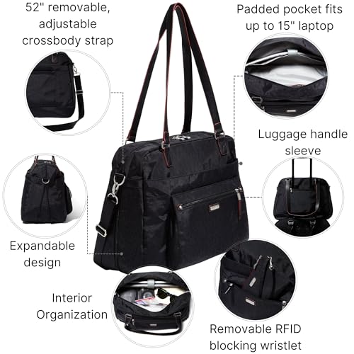 Baggallini Overnight Expandable Laptop Tote - 16.5"x13.5" Lightweight Weekender Carry-on Travel Bag for Women - Image 3