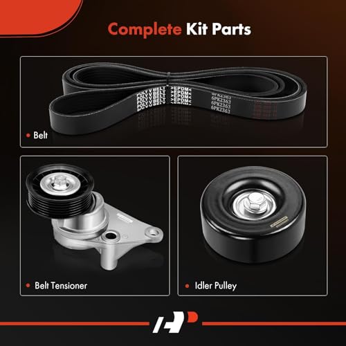 A-Premium مجموعة حزام محرك A-Premium متوافقة مع سيارات شيفروليه، جي إم سي، كاديلاك وهامر - 2002-2008 - سيلفرادو إكسبريس 1500 2500 3500، سوبربان، تاهو، سافانا، يوكون، H2، إسكاليد والمزيد - Image 3