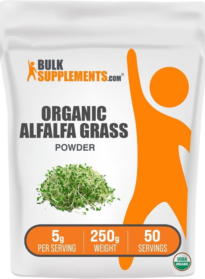 BulkSupplements .com Organic Alfalfa Grass Powder - Alfalfa Supplement, Green Superfood Powder, Alfalfa Powder Organic - Vegan & Gluten Free, 5g per Serving, 250g (8.8 oz) (Pack of 1) - Image 1