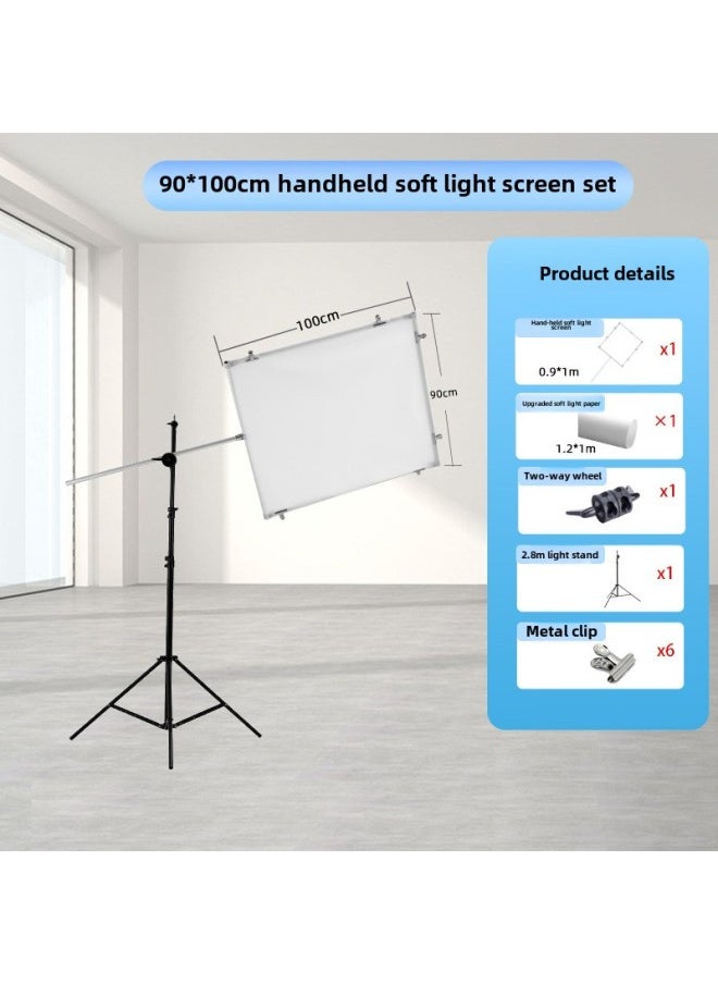 Generic Soft Light Board Photography Foldableable Soft Light Screen Jewelry Photography Paper Props Butter Paper Photography Light Transmitting Board-Body Color: 90*100cm (including Soft Light Paper + Light Stand)  - Image 1