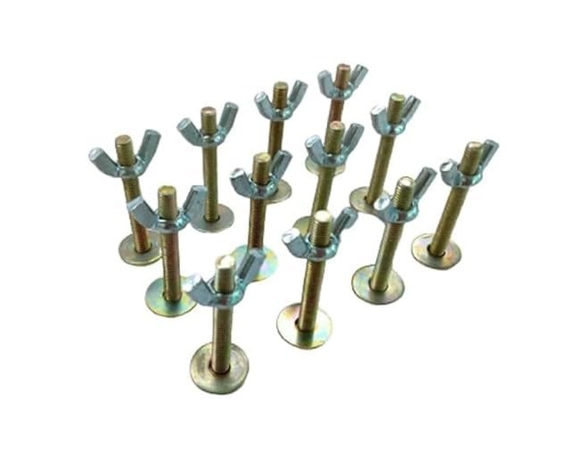 PMW 12 مجموعة من براغي رأس مسمار M6 بطول 50 مم مع غسالة وصمولة جناح مثبتات من الفولاذ الكربوني بلون فضي مطلي بالزنك - Image 1