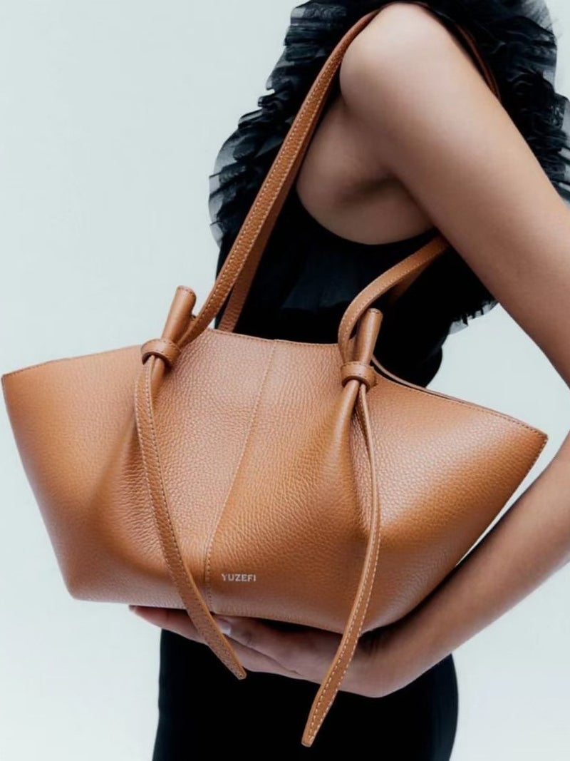 Spot Yuzefi Wing Bag Mochi Genuine Leather Tote Armpit Bag - Image 3