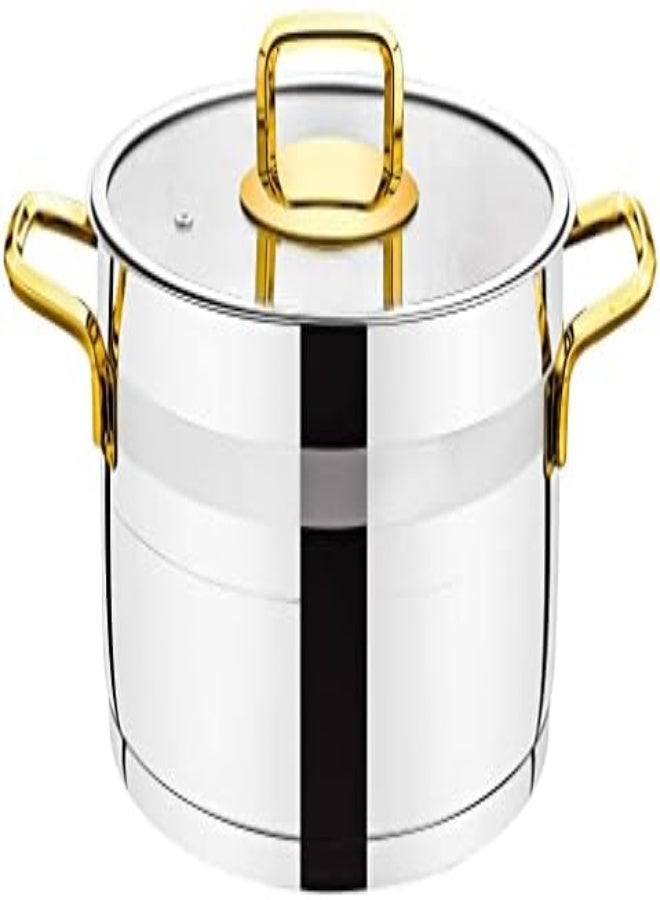 AKDC 8 Pieces Safir Cookware Set 18 Cm Deep Pot, 20 Cm Deep Pot, 24 Cm Deep Pot, 24 Cm Low Pot Silver/Gold Color  - Image 2